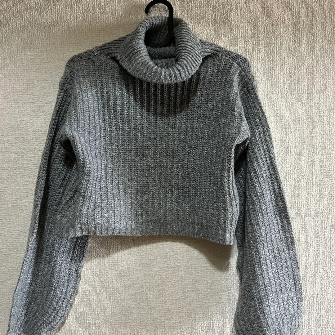 Thumbnail of Gray sweater, turtleneck, long sleeves, short length