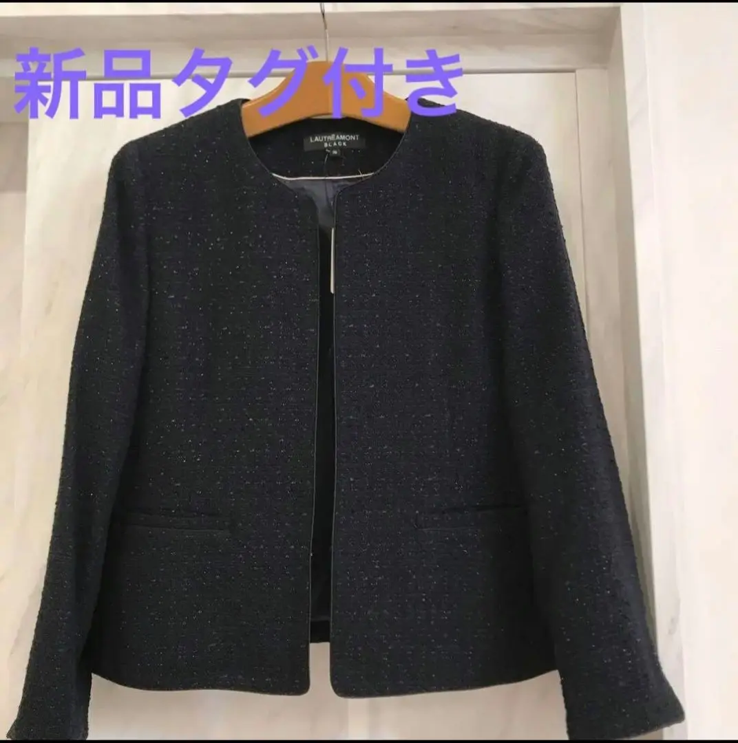 新品未使用★LAUTREAMONT★ノーカラージャケット★ネイビー 2025年最新】LAUTREAMONT 季節感：冬 レディース ノーカラー