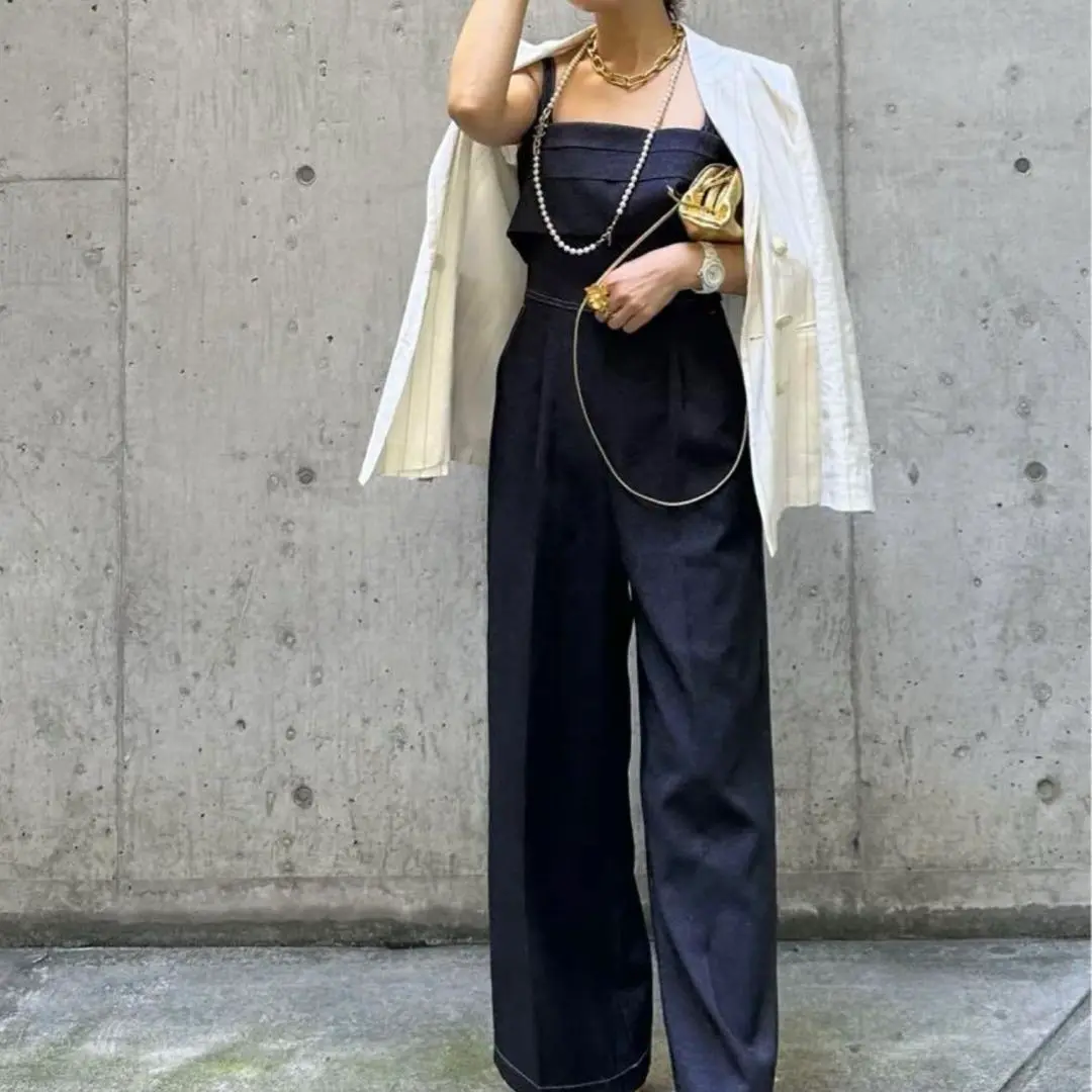 美品✨イデアルーチェ サロペットパンツ イエロー S〜M