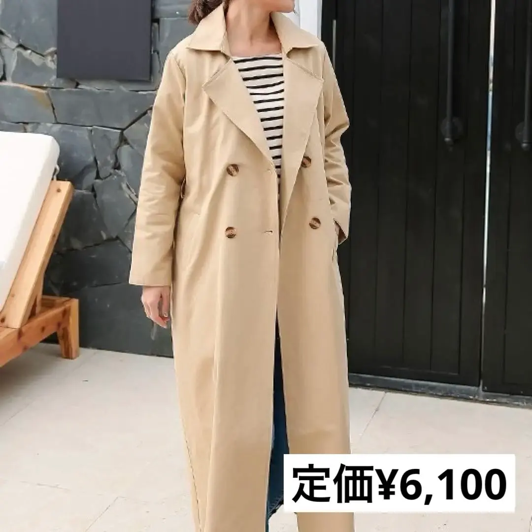 【Futier land】長款 春季大衣 風衣 (米色) 的縮圖