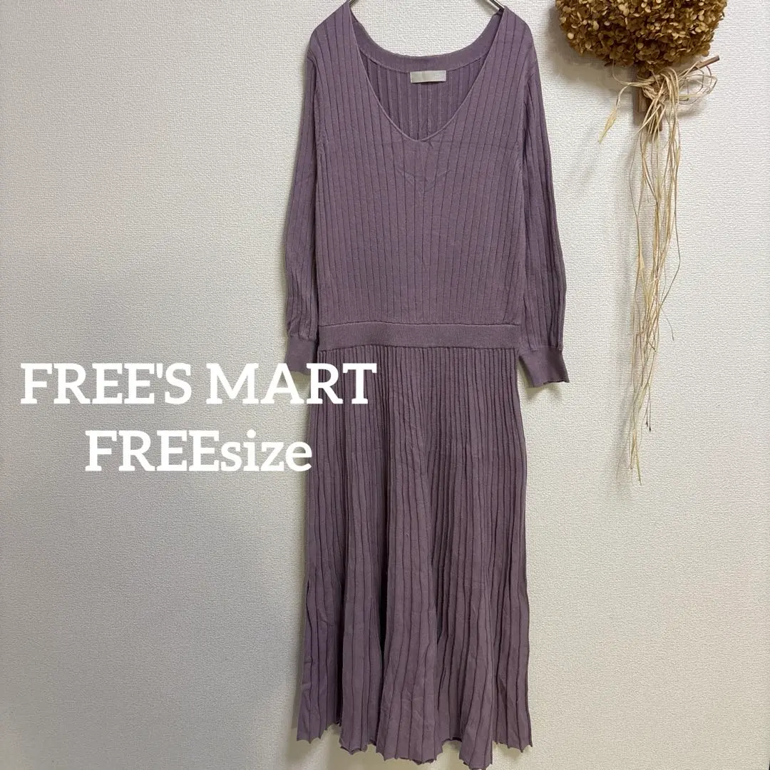 Thumbnail of Freeze Mart F♪ V-Neck Knit Long Dress Purple