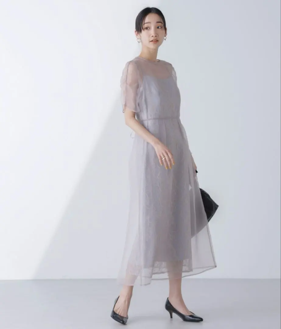 kaene 卡恩 歐根紗圍裙蕾絲洋裝 的縮圖