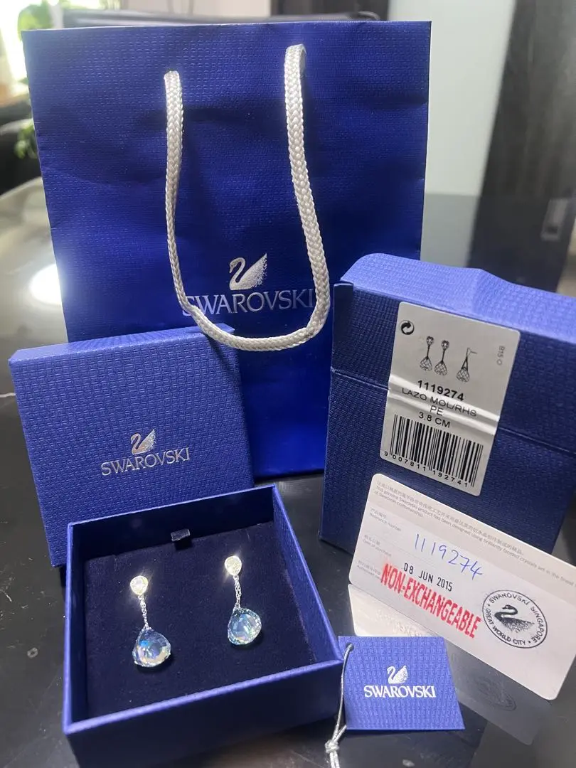 ❤️ナリナリ❤️スワロフスキー Lunar ドロッ プピアス Lunar ドロップピアス, ブルー, ロジウム・プレーティング