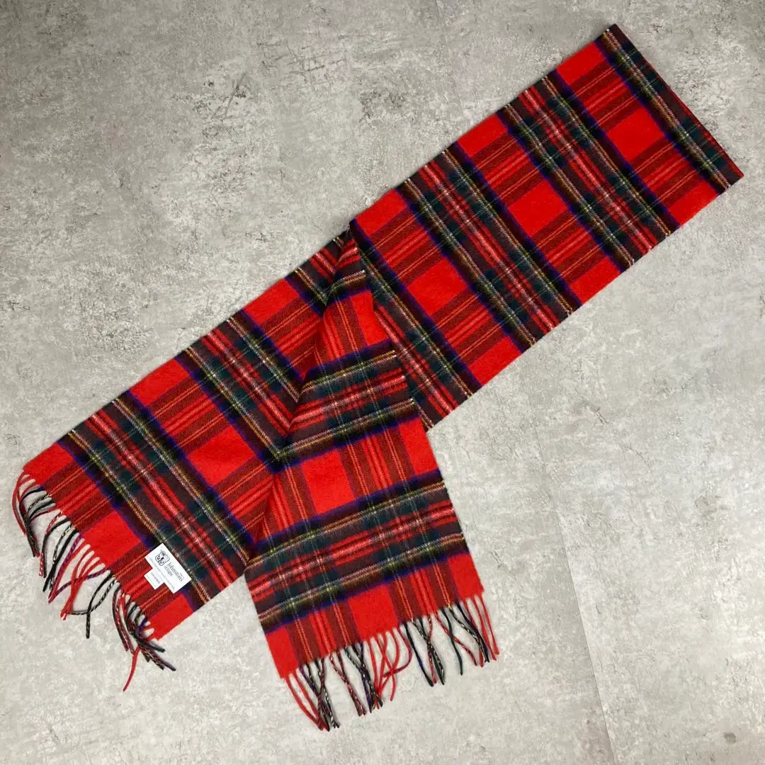 ジョンストンズ カシミヤ100％ 中大判 ストール レッド スコッチハウス別注 Johnstons of Elgin JOHNSTONS ジョンストンズ マフラー WA57