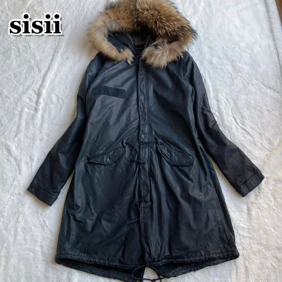 sisii シシ レザー モッズコート フィッシュテールコート 黒 ファー 美品 sisii シシ レザー モッズコート フィッシュテールコート 黒
