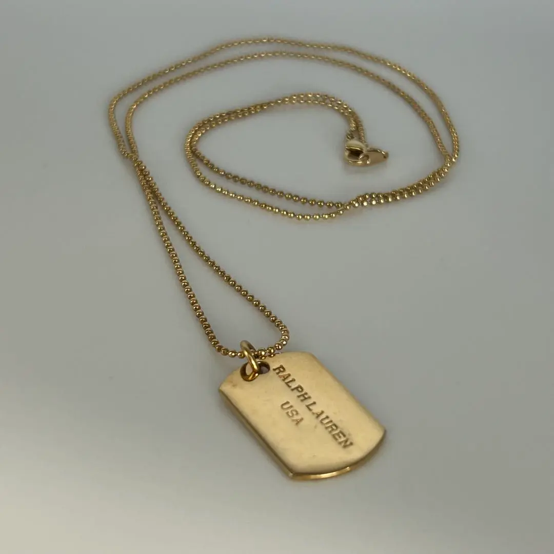 ラルフローレン ネックレス ペンダント ドックタグ プレート 金色 ラルフローレン ネックレス ドッグタグ 金色 アクセサリー