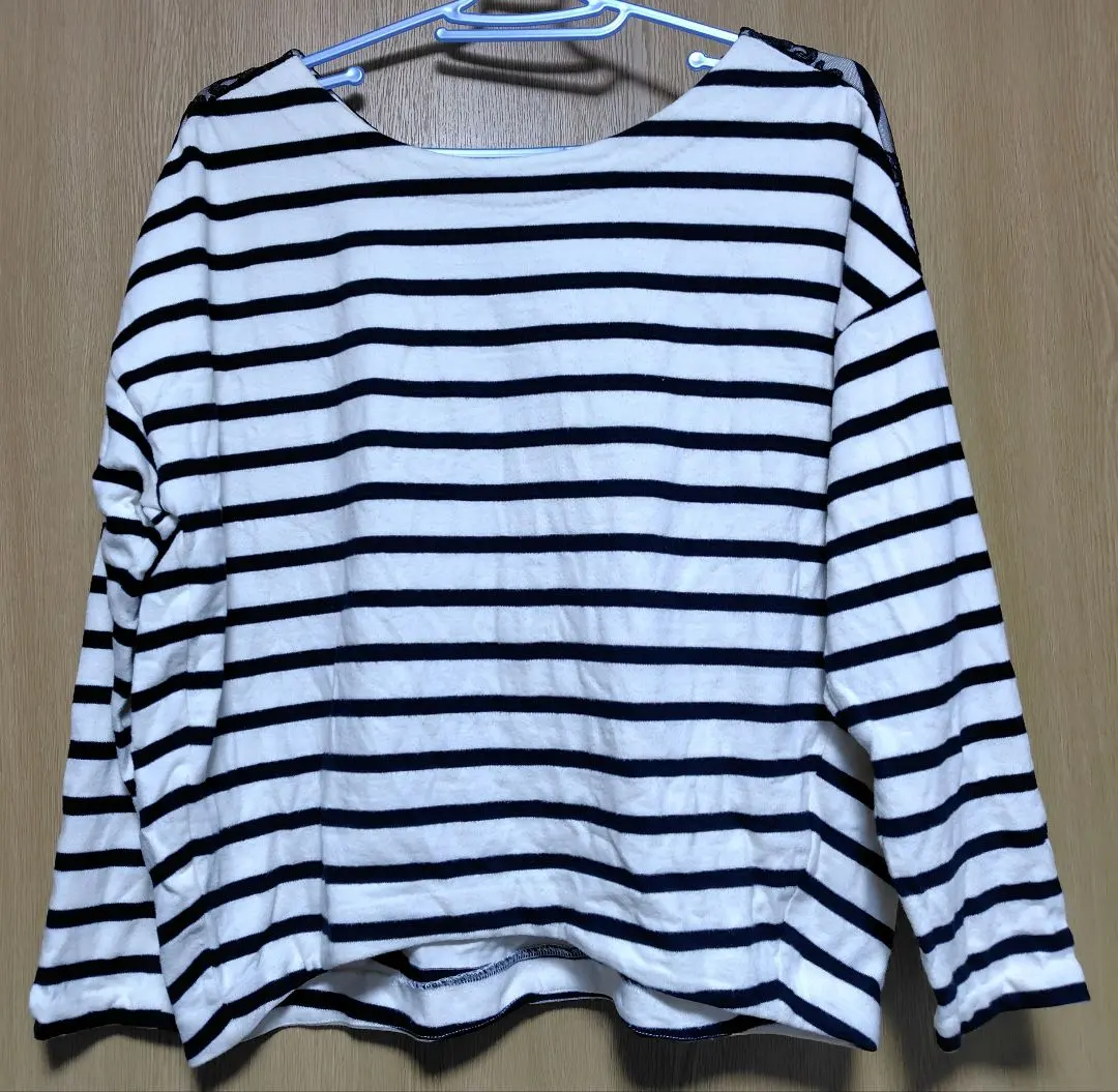 Thumbnail of Urban Research White Border Stripe Long Sleeve Top with Lace
