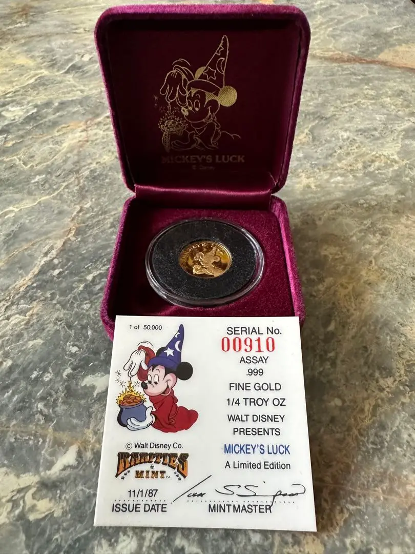 ま*ん様 ディズニー ミッキーマウス 24K 10g コイン Disney ディズニー ミッキー 純金小判 10g ミッキーマウス 純金