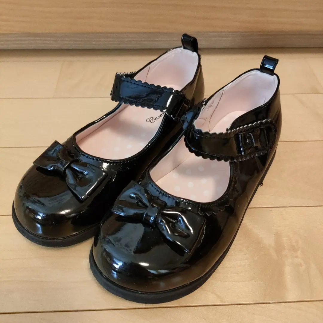 Thumbnail of Black formal shoes, 20cm, girls, with ribbon