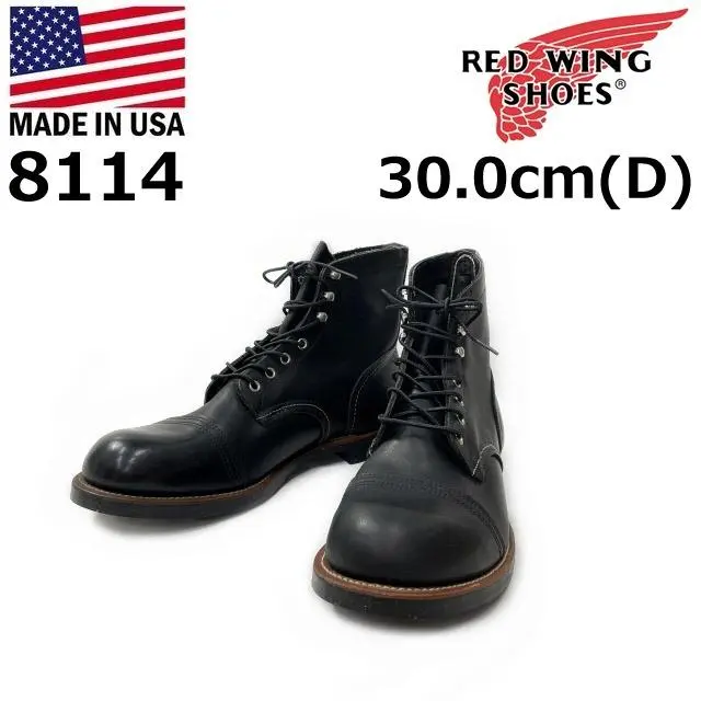 【時間値下げ】RED Wing 黒 レザーブーツ 8114 US10 Classic Red Wing 8114 Iron Ranger Cap Toe Boots 10 Nitrile