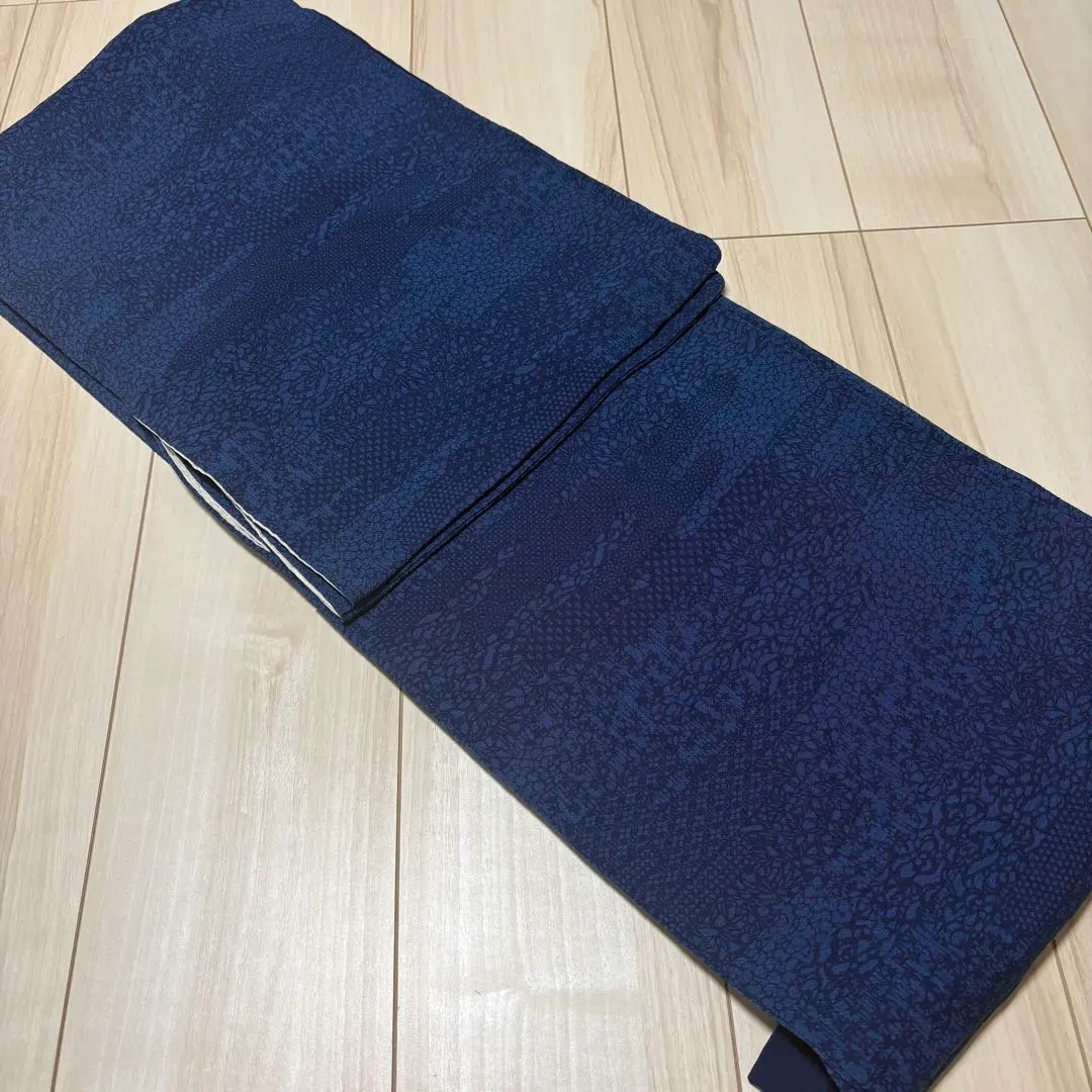 Thumbnail of Genuine silk komon (small pattern) kimono, indigo dyed. By a craftsman, Takumi Kagawa, holder of Intangible Cultural Property of Tokushima Prefecture.