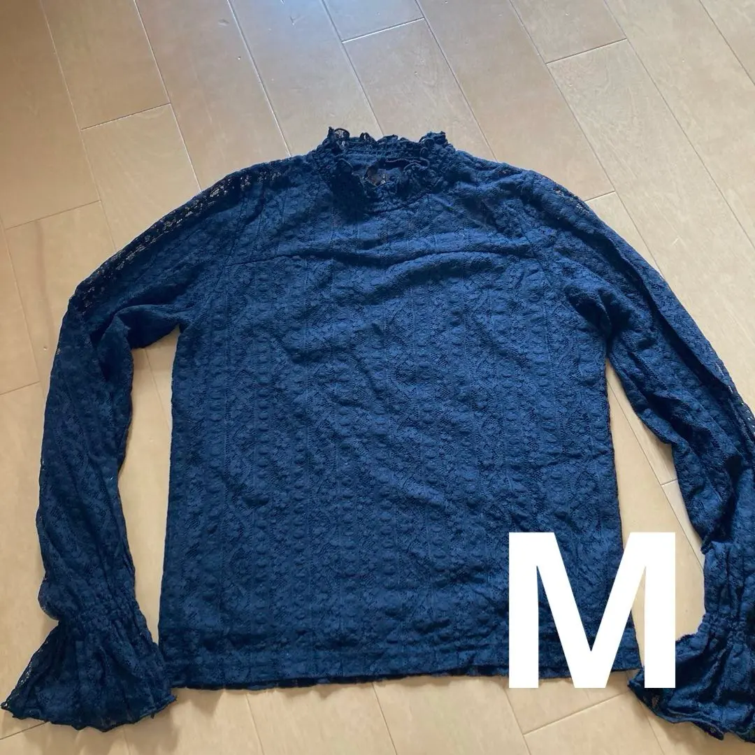 Thumbnail of Black lace frill high-neck top M