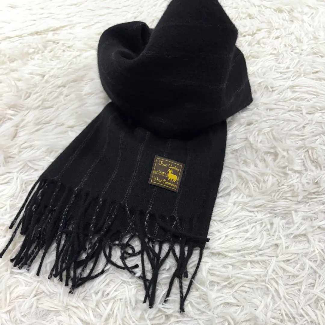 Thumbnail of Excellent Condition / Gem of Fibers: Pure Cashmere 100% Scarf, Black Stripe