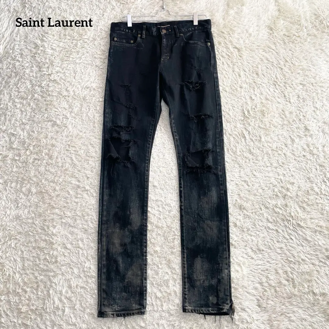 美品　サンローラン　デストロイクラッシュ391659 Y847Mエディ期　L SAINT LAURENT サンローラン 391659 Y847M エディ期 Destroyed