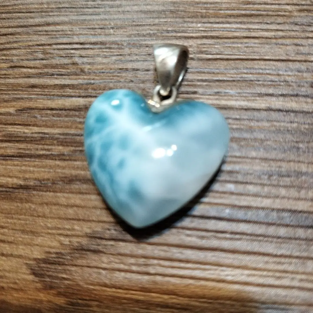 Thumbnail of Larimar Heart Pendant Top s925 Dominican Republic