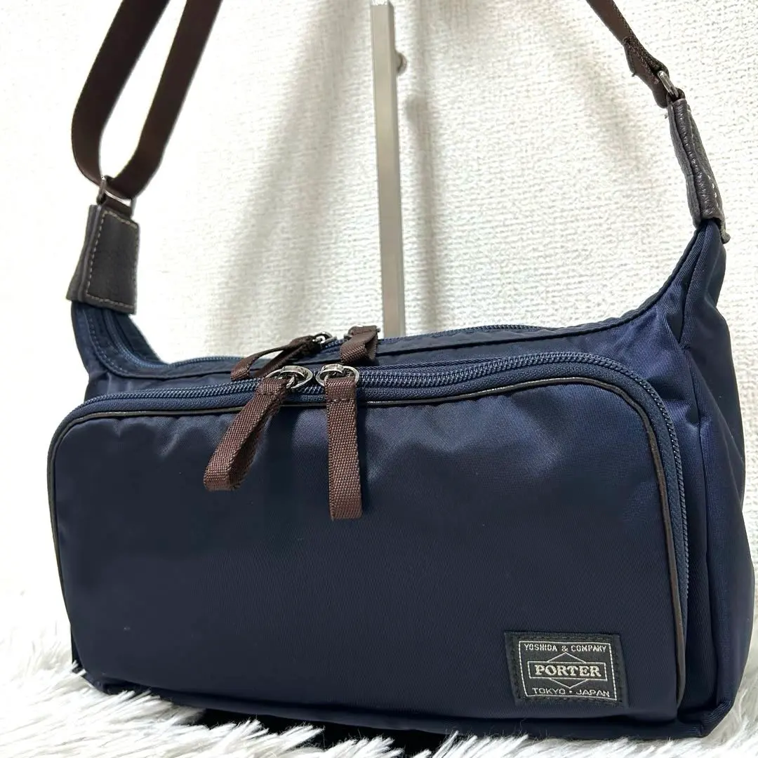 【未使用級✨計劃/人氣】PORTER 斜挎包 半月形 海軍藍 稀有 的縮圖