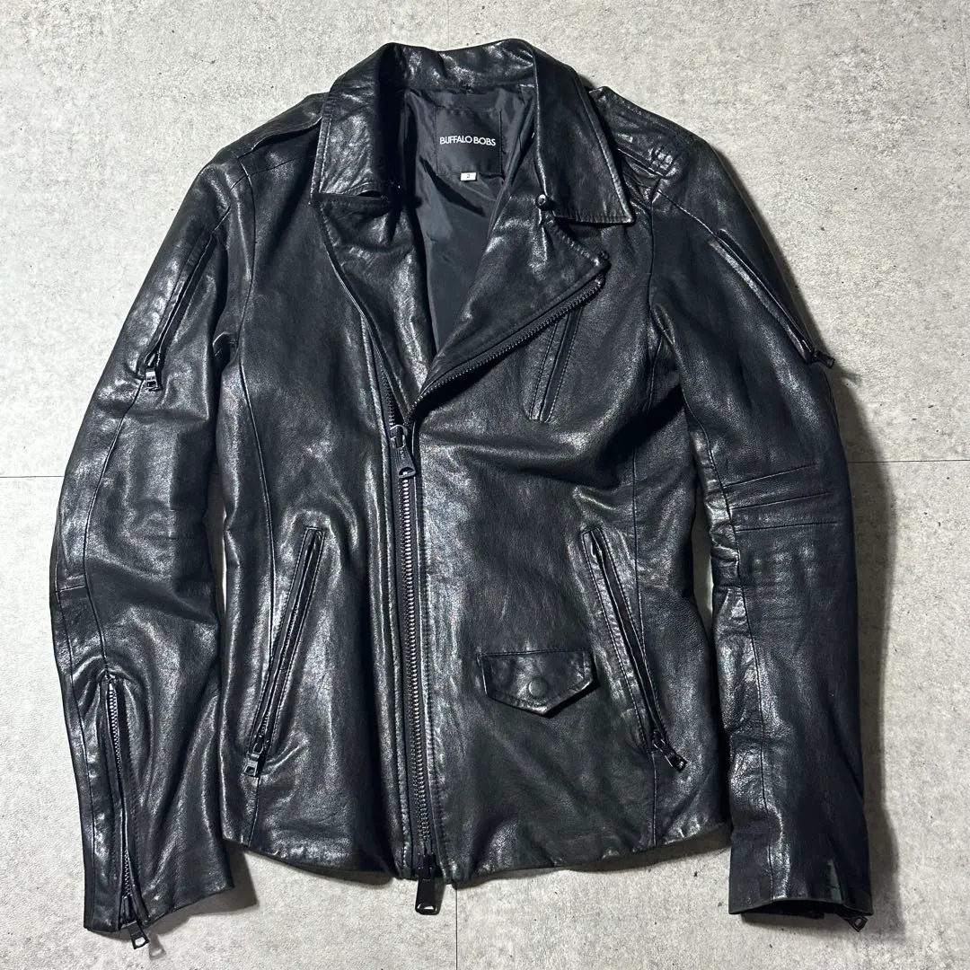 【希少】 バッファローボブズ　 匠　レザー　シングルライダース ジャケット　黒 BUFFALO BOBS 革ジャン ライダース PHANTOM(ファントム)シープ