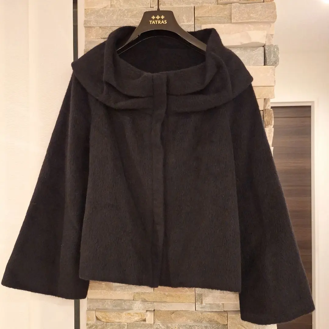 美品　Sybilla　シビラ　アンゴラ　ポンチョ　ケープ　コート　ブラック 美品 Sybilla シビラ アンゴラ ポンチョ ケープ コート ブラック