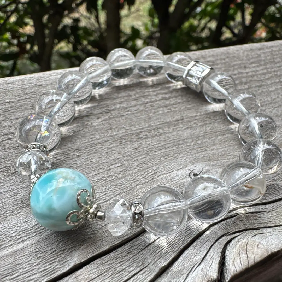Thumbnail of Larimar x Natural Crystal Design Bracelet