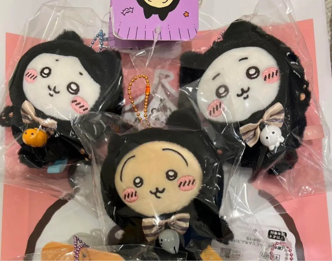 ちいかわ　黒猫のマスコット　ハロウィン　３種セット　ハチワレ　うさぎ　顔厳選♡ 予約】ちいかわ 黒猫のマスコット（ちいかわ）【2024年10月中旬