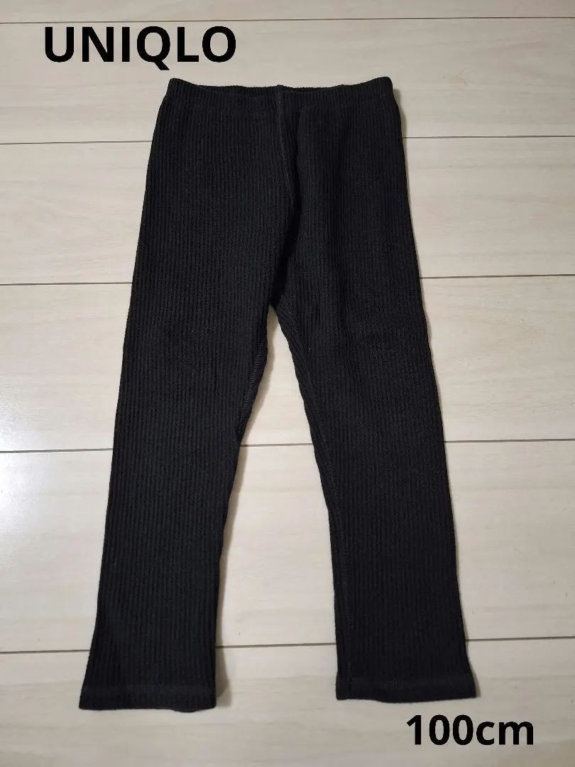Thumbnail of UNIQLO Black Ribbed Slim Fit Leggings 100