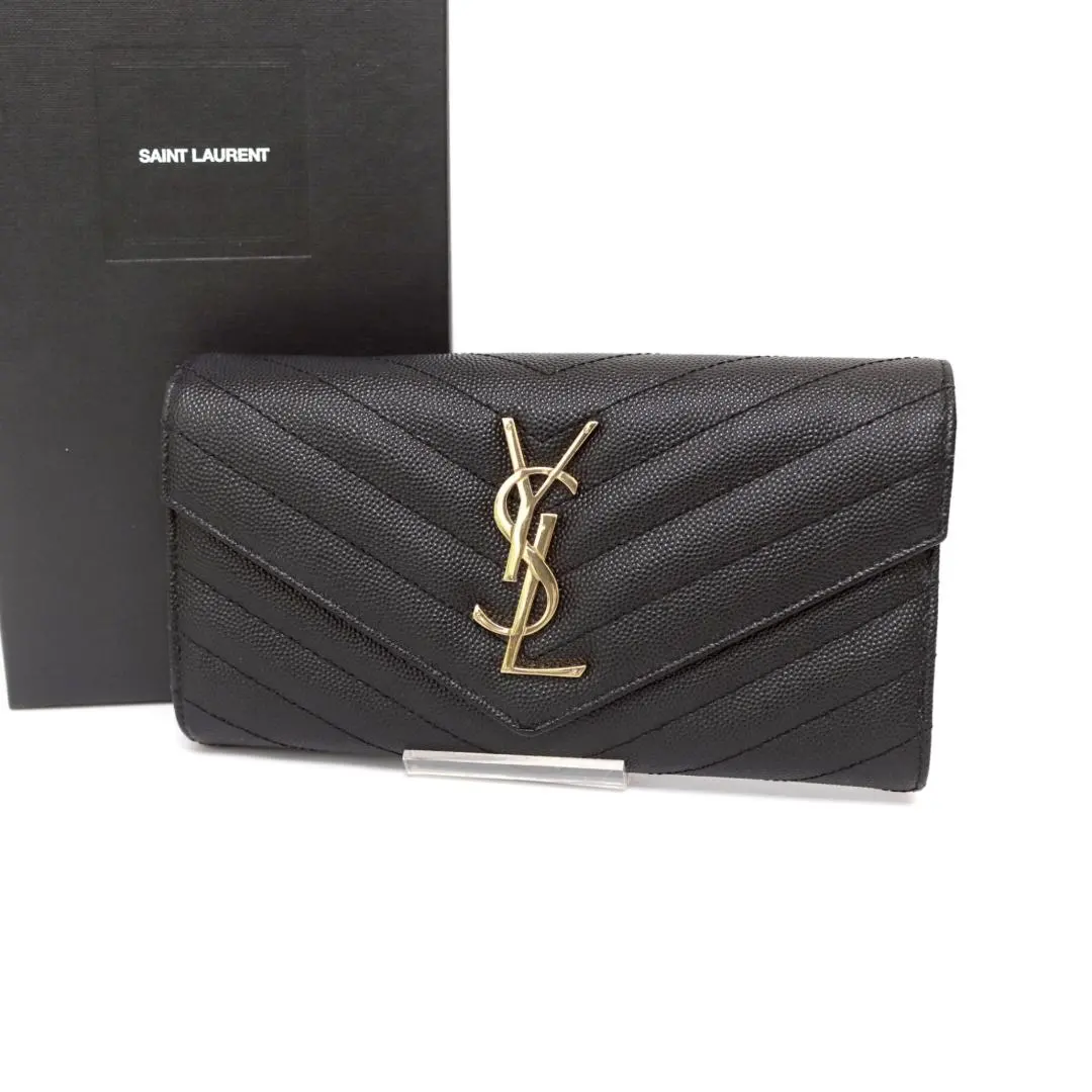 Thumbnail of Saint Laurent Monogram Cassandra Long Wallet, Black, with Box, Dust Bag, and Guarantee Card