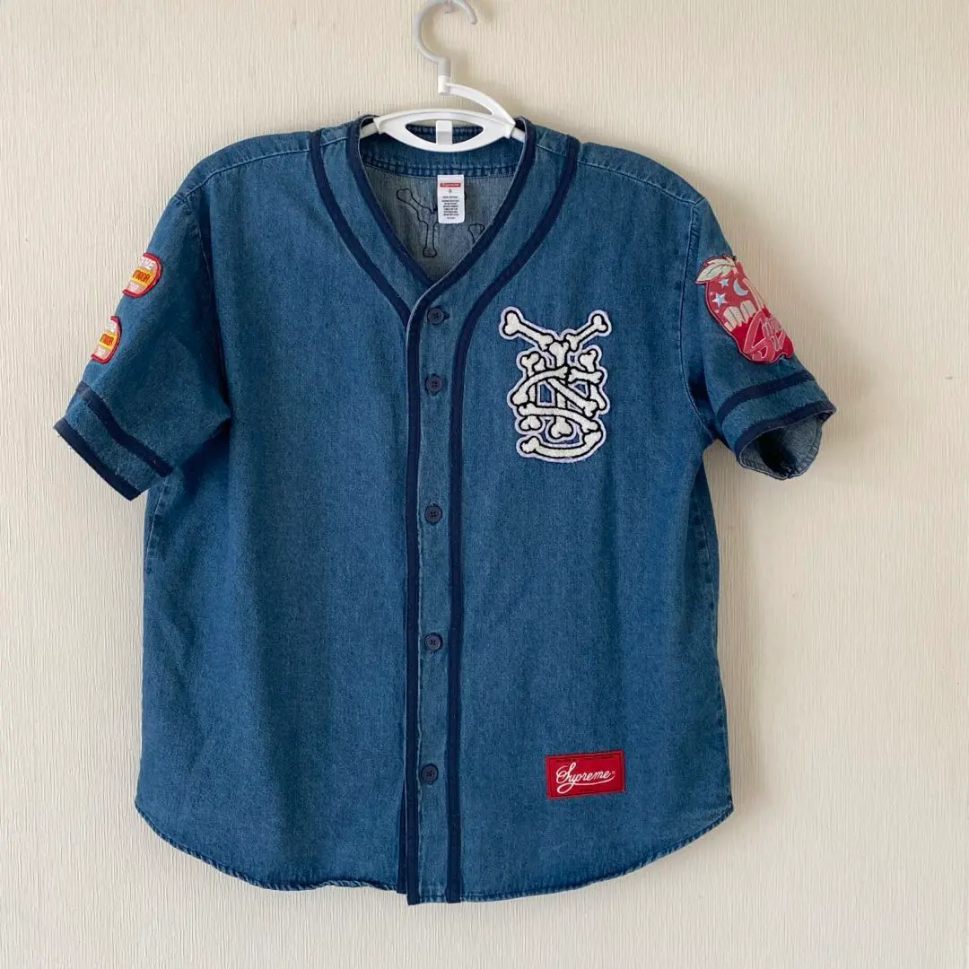 人気サイズ L Supreme Patches Denim Baseball Supreme Patches Denim Baseball Jersey (SS21) - $198