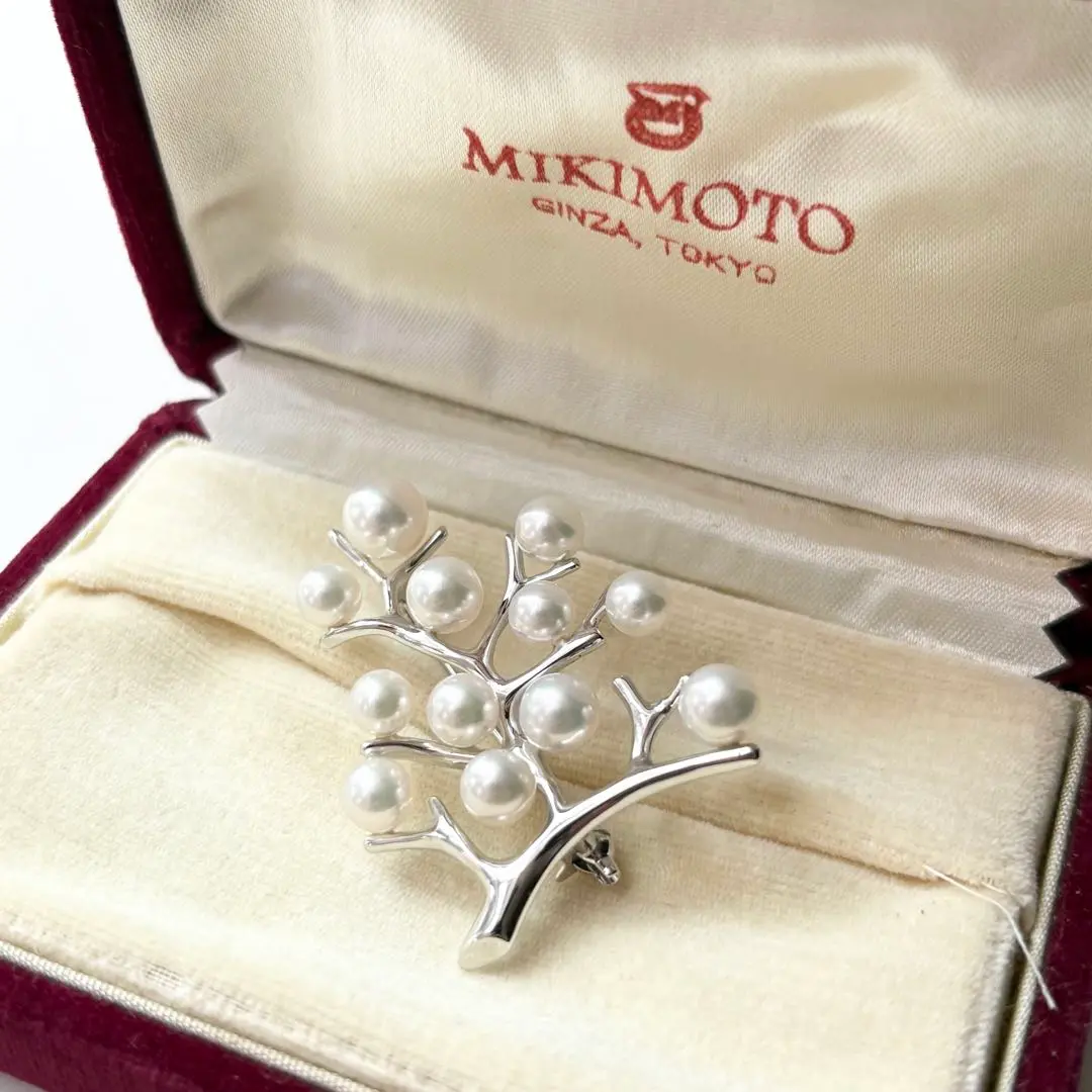 ミキモト　MIKIMOTO 幸福の木　K18　スモールブローチ ミキモト パール ブローチ 幸福の木 スモール K18YG【22037