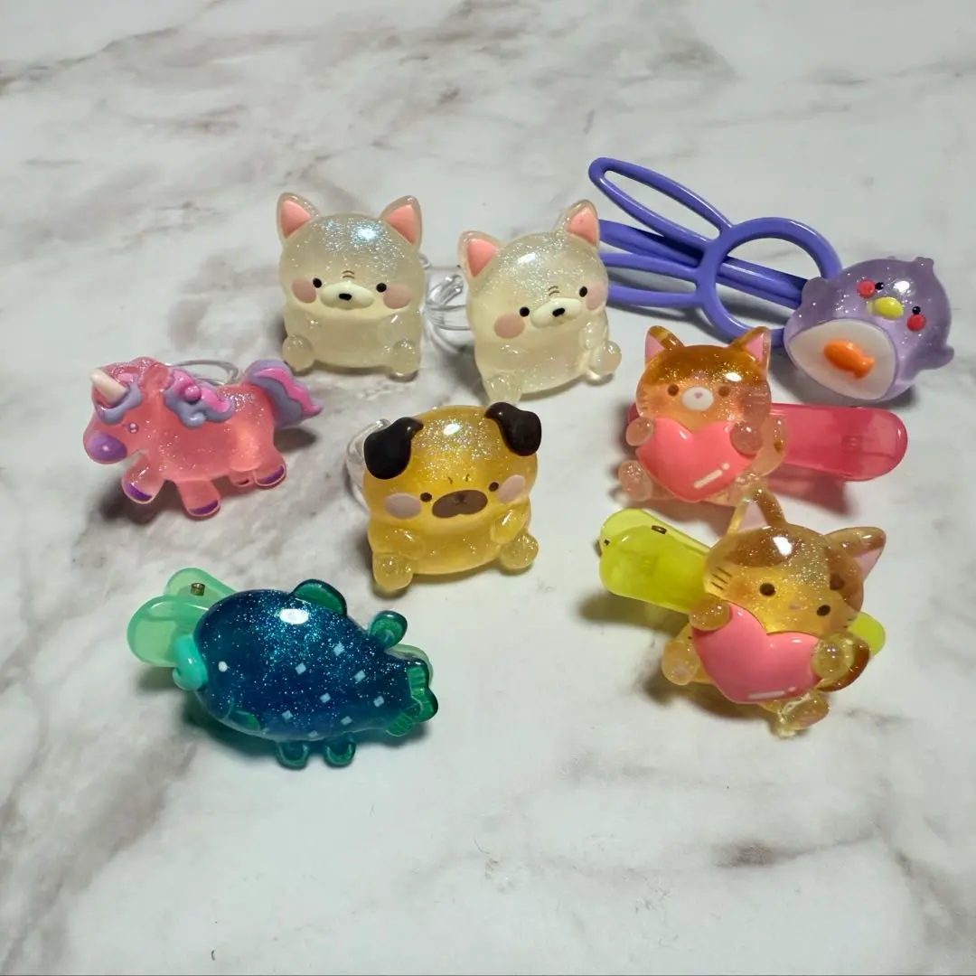 Thumbnail of Cute ♡ Hair clip and ring set, 8 pieces