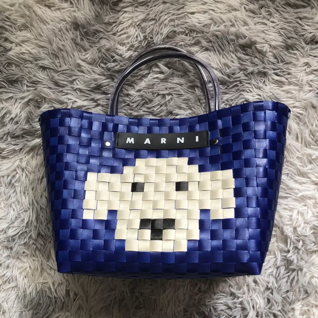 MARNI MARKET 限定　ブルー　犬顔かごバッグ　いぬ　わんちゃん MARNI MARKET 限定ブルー犬顔かごバッグいぬわんちゃん