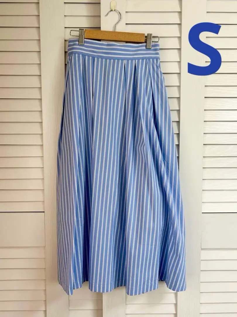 Thumbnail of Final Price! Blue x White Striped Flare Skirt S