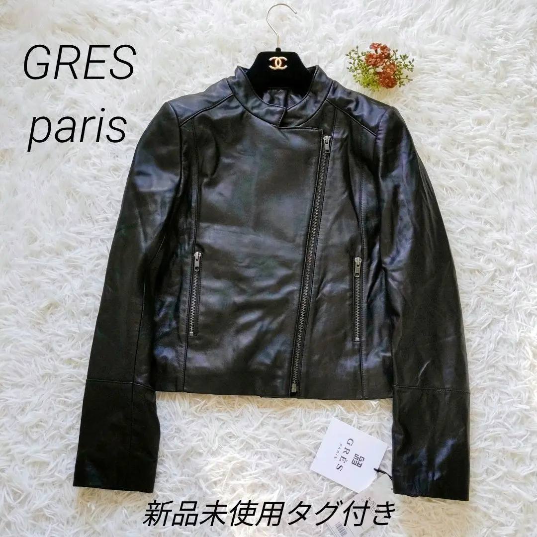 【新品未使用タグ付き】GRES paris ラムレザーライダースジャケット 新品未使用タグ付き】GRES paris ラムレザーライダースジャケット