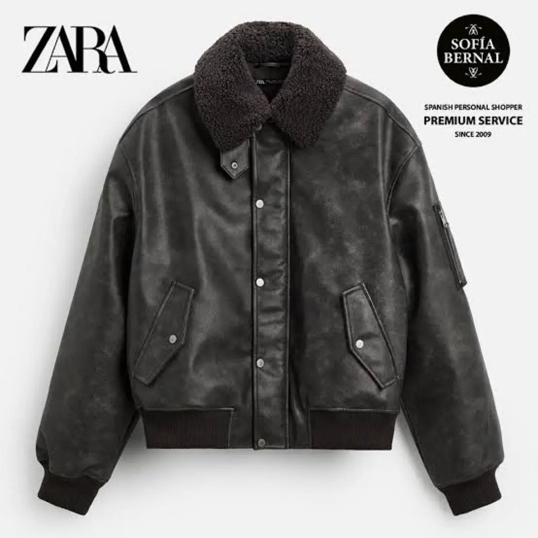 ZARA フェイクレザー 取り外し可能ファー付きジャケット XL 2025年最新】フェイクレザー 取り外し可能な襟付きジャケット