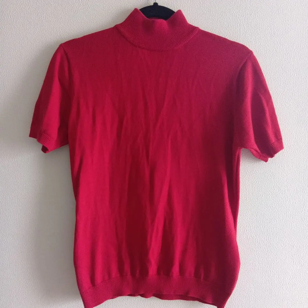 Thumbnail of Short-sleeved sweater, turtleneck, L size, 100% cotton, red