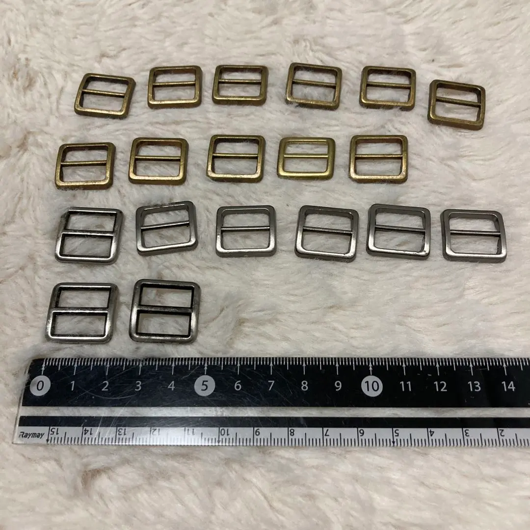 Thumbnail of Metal square buckle, gold, silver