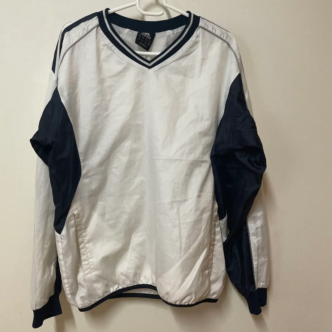 Thumbnail of adidas V-neck long sleeve sweatshirt, white/black