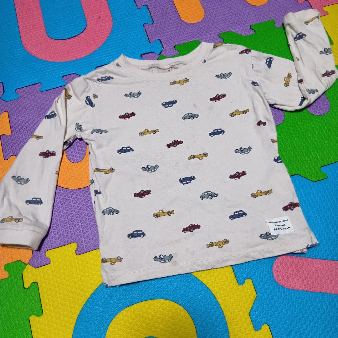 Thumbnail of PETIT MAIN Car Pattern 100% Cotton Long Sleeve T-shirt, Light Beige, 110cm