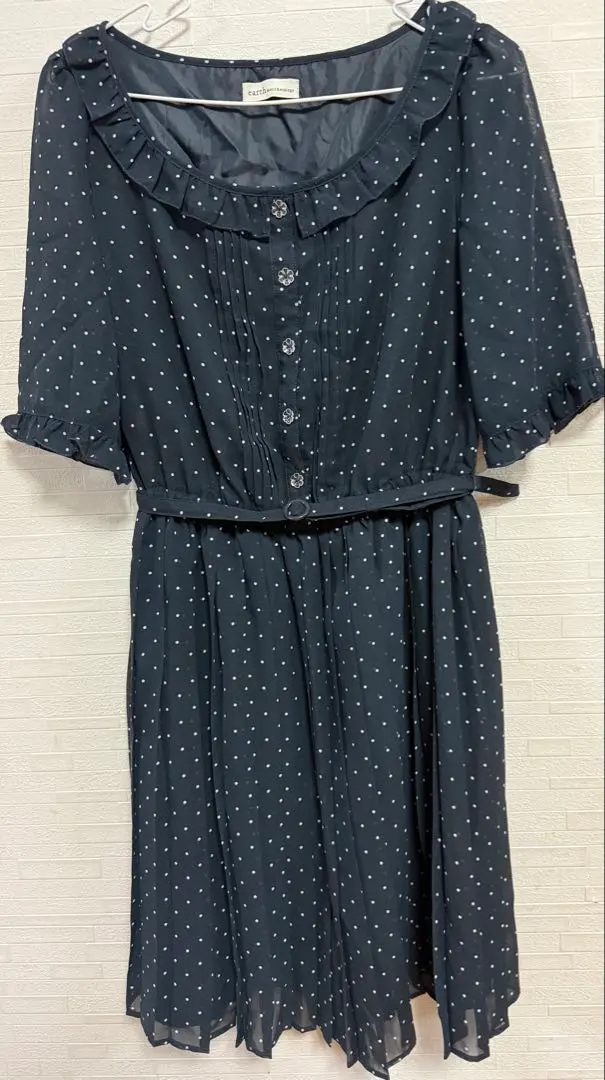 Thumbnail of earth one-piece dress, navy, polka dot pattern, 5-sleeve, spring/summer, free size