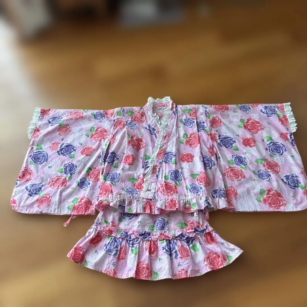 Thumbnail of Pink Floral Yukata Dress 120
