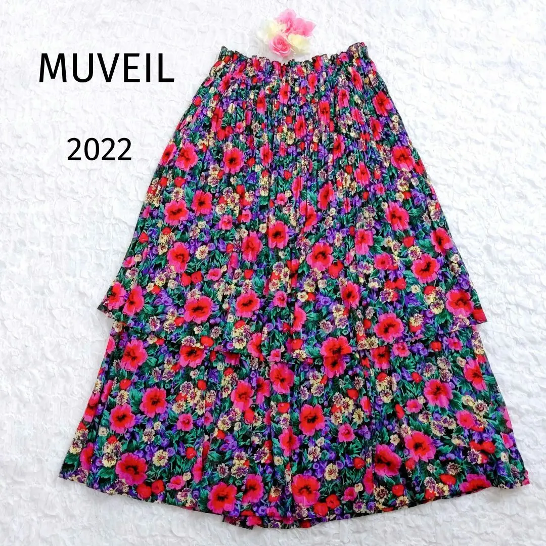 あややMUVEIL ミュベール プリーツスカート 美品 美品】MUVEIL ミュベール プリーツスカート マルチカラー M相当
