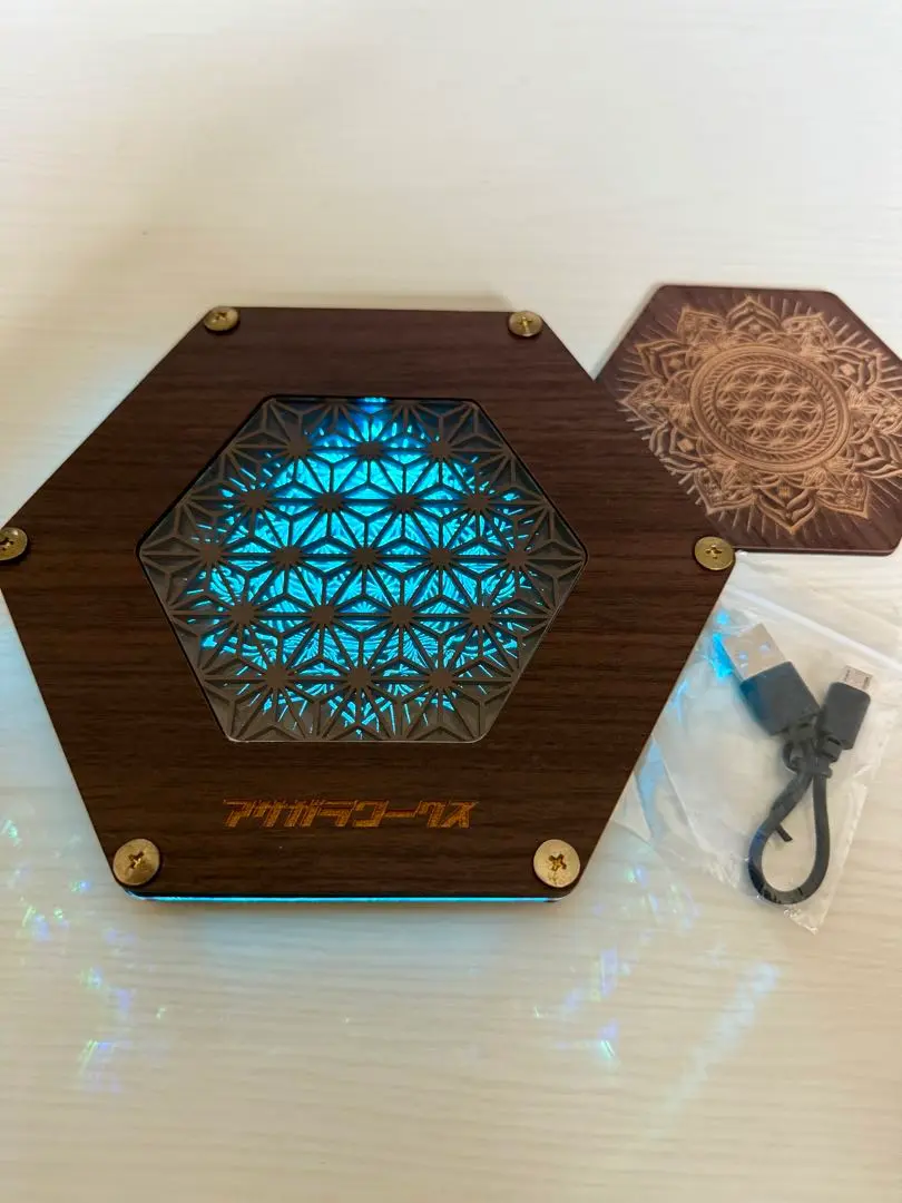 アサガラワークス LEDコースター 峯別注 アサガラワークス ALBM :1.5 LEDコースター 変わり麻柄 | GOLDEN