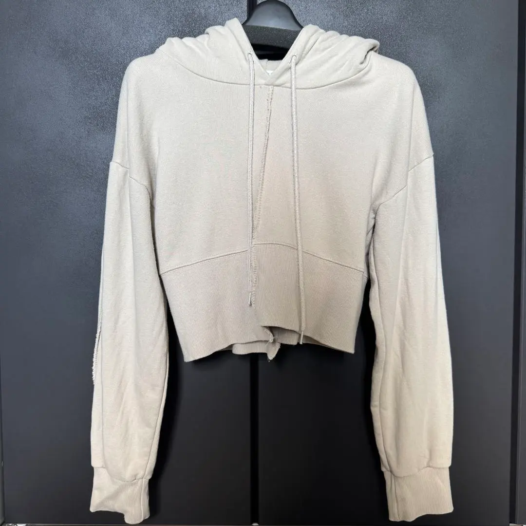 Thumbnail of LAULÉN Beige Hooded Cropped Hoodie