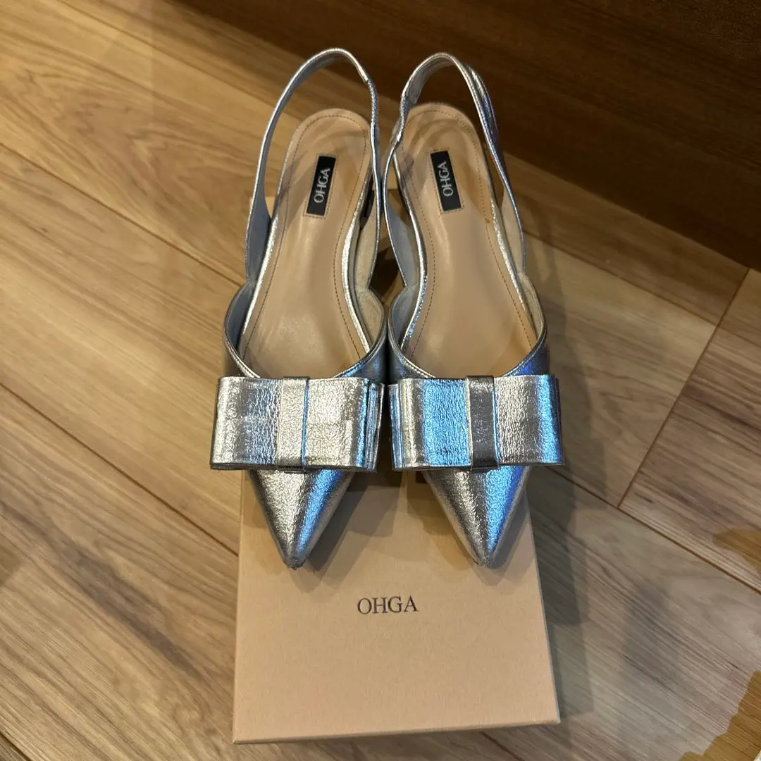 ohga シルバーリボンパンプス　24cm OHGA BIG RIBON シルバー24cm