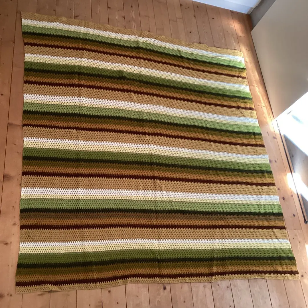 Thumbnail of Granny square blanket, green x brown tones