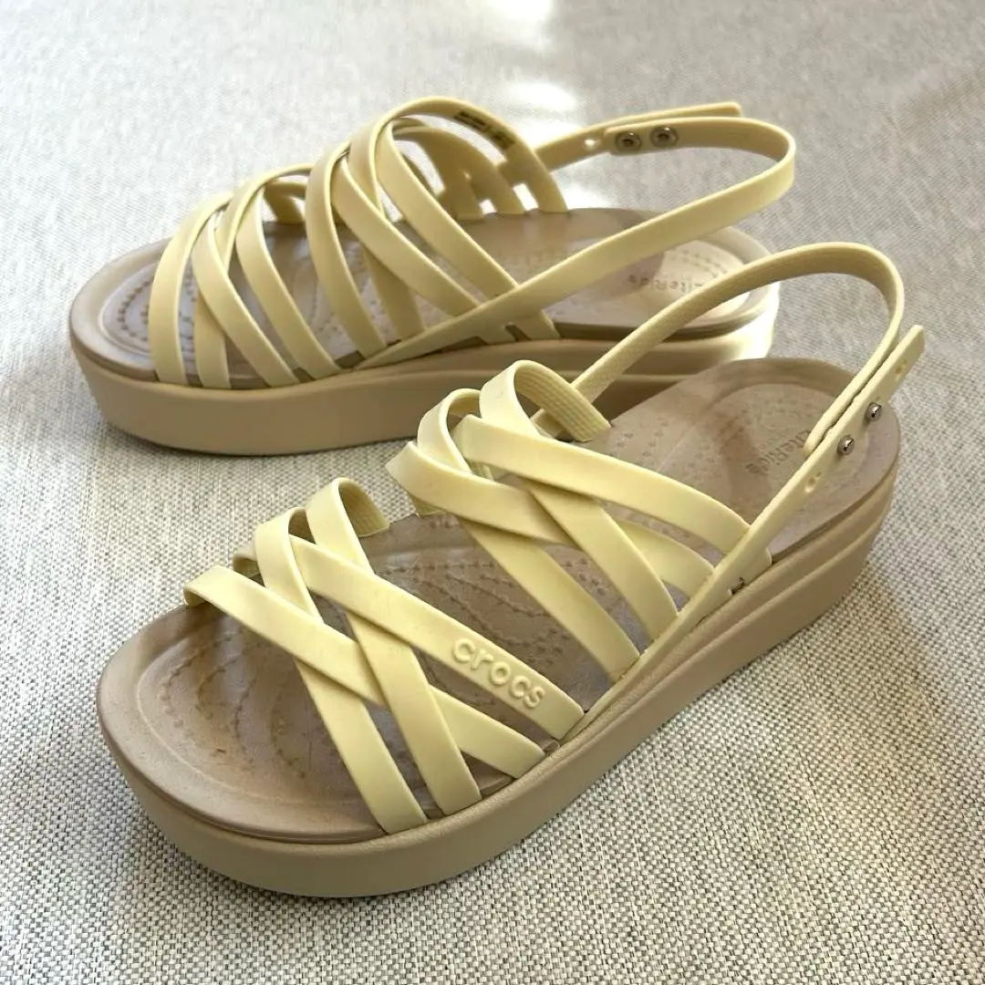 クロックス　ウエッジソール　クロスBrooklyn 厚底ヒール　W5 クロックス crocs Crocs Brooklyn Low Wedge （Blk/Blk
