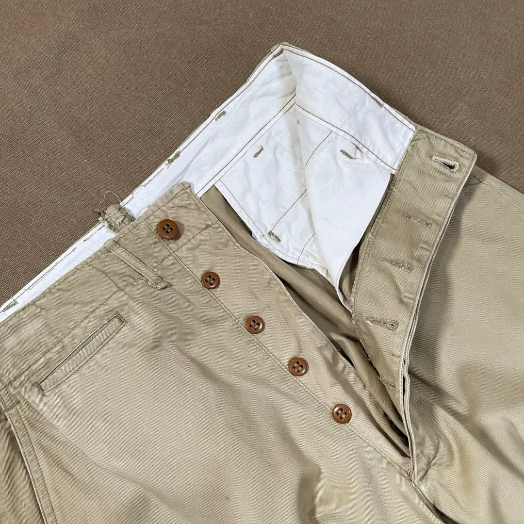 40s ビンテージ US ARMY コットン チノ パンツ W30 米軍 40's】【ビンテージ】U.S.ARMY 米軍実物【裏地付きチノパンツ