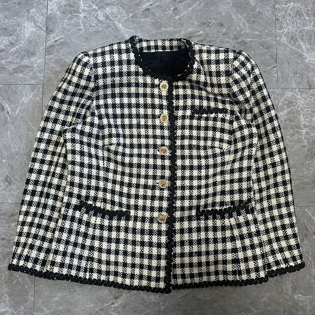 Thumbnail of Checkered collarless jacket 【H28】