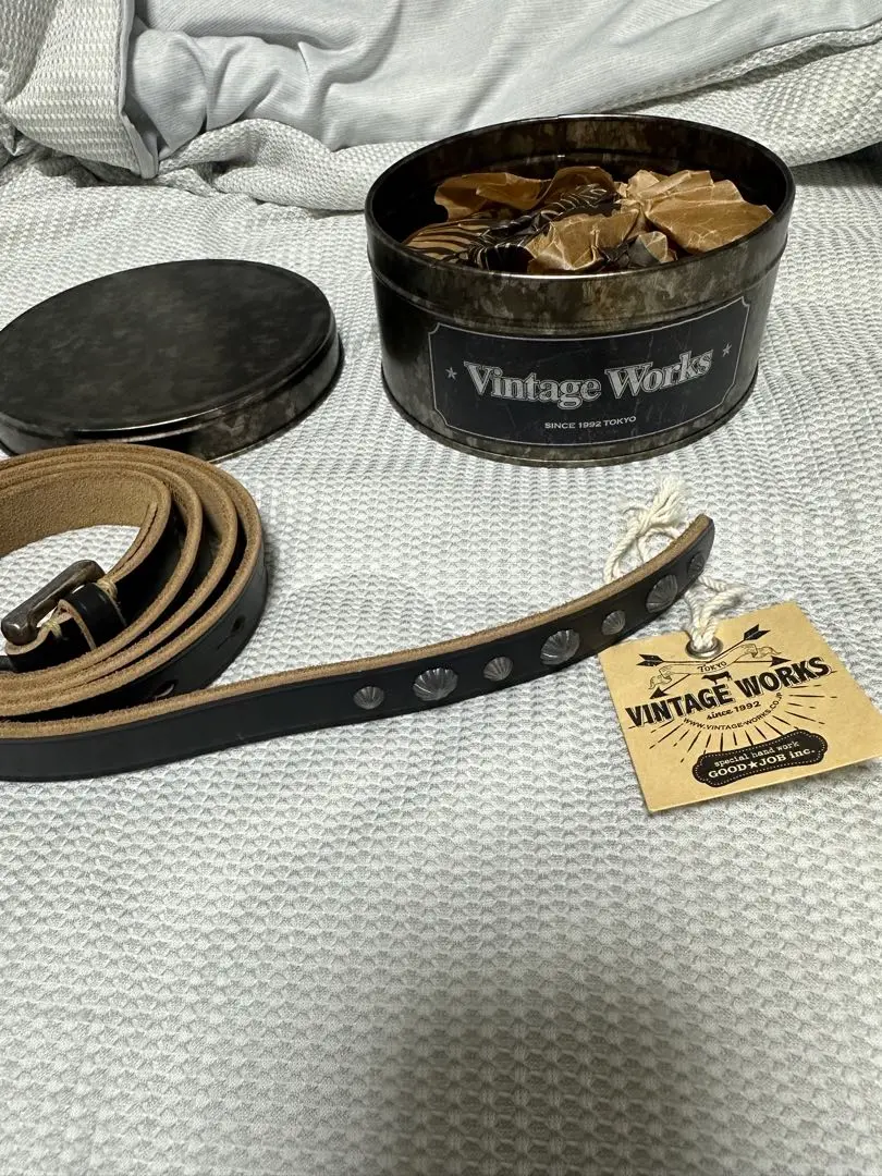 AKING　Vintage Works ブラックレザーベルト ヴィンテージワークス Vintage Works 堅い レザーベルト ブラック
