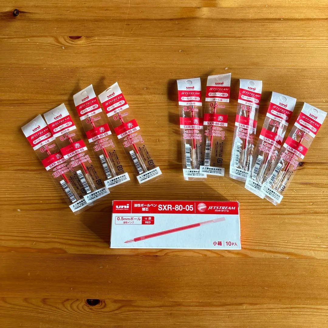 JETSTREAM（紅、0.5）原子筆替芯 SXR-80-05 9支 的縮圖
