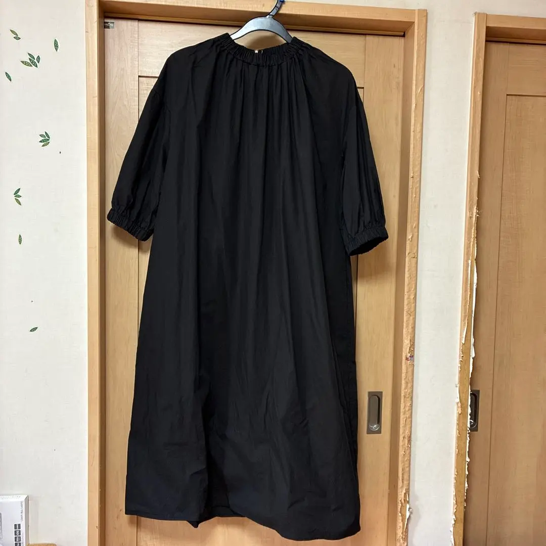 JUNOAH 黑色 襯衫洋裝 七分袖 的縮圖